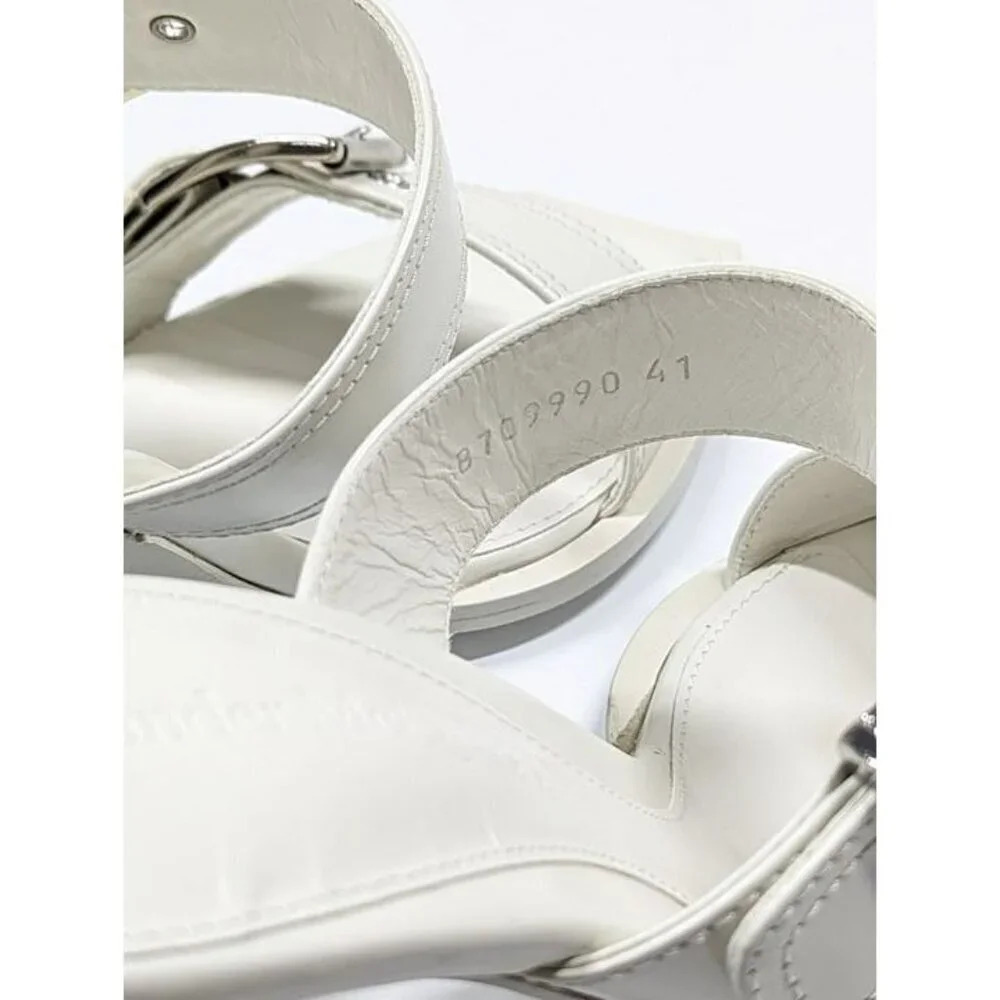 Alexander McQueen Women's White Double Buckle Punk Mules Size 41 (MSRP $1,090) - Picture 8 of 12